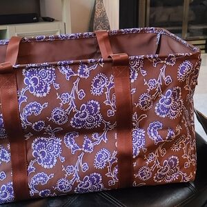 Brown and Purple Floral Tote Bag
